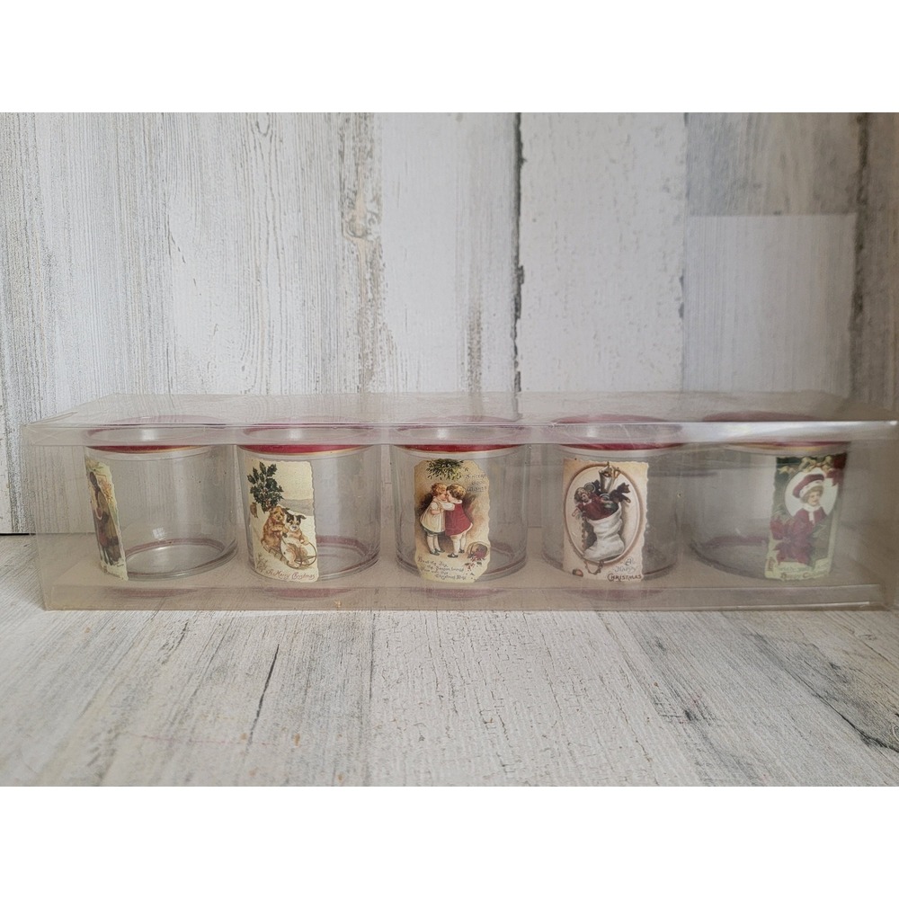 Victorian style Xmas glass cup candle holder vintage home decor unique set